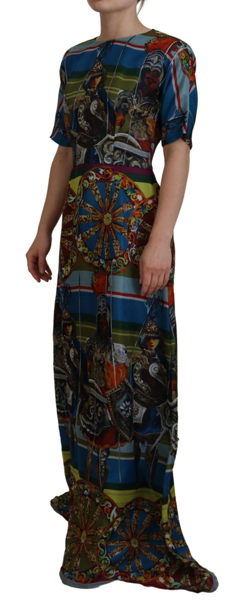 Dolce & Gabbana Multicolor Sicily Silk A-line Long Gown Women's Dress