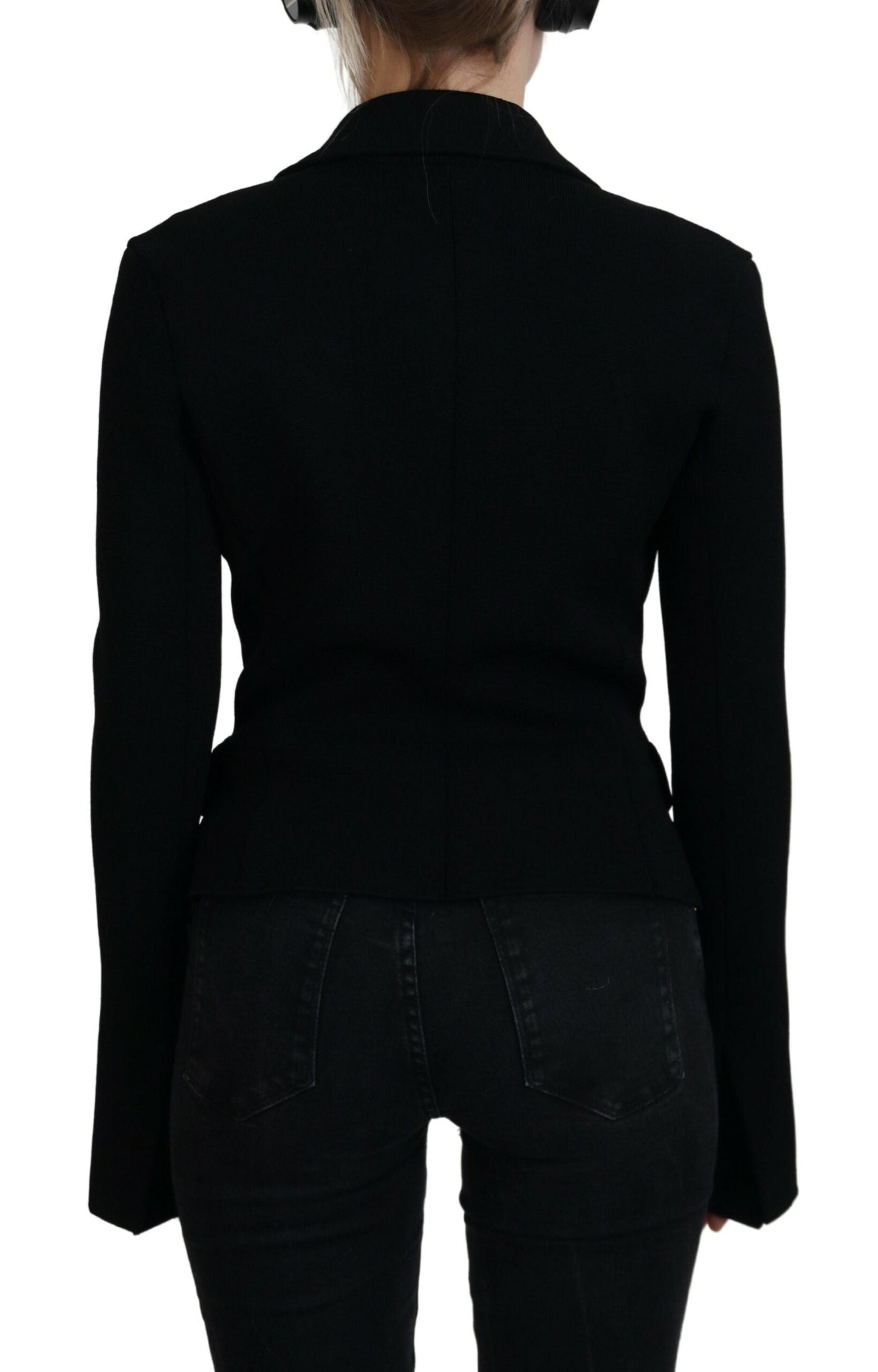 Dolce & Gabbana Black Button Cardigan Blazer Viscose Women's Jacket