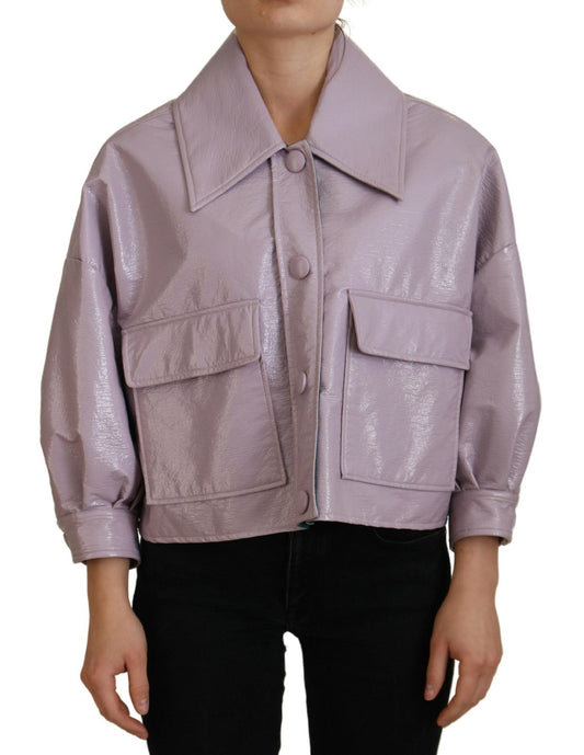 Dolce & Gabbana Purple Cotton Button Down Cropped Women's Jacket
