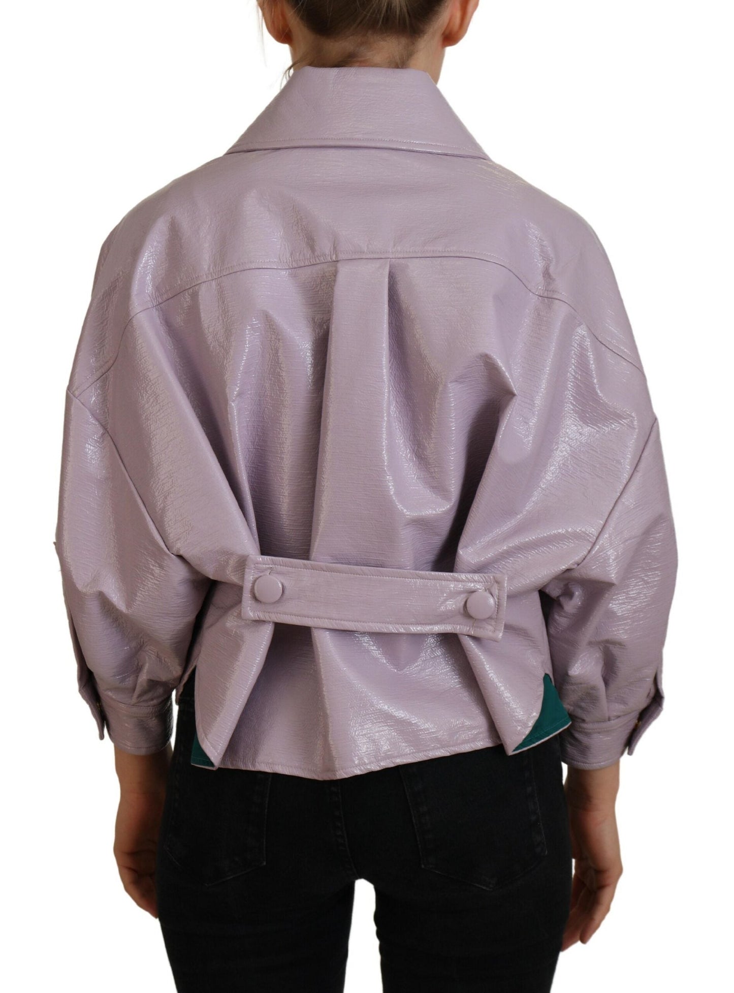 Dolce & Gabbana Purple Cotton Button Down Cropped Women's Jacket