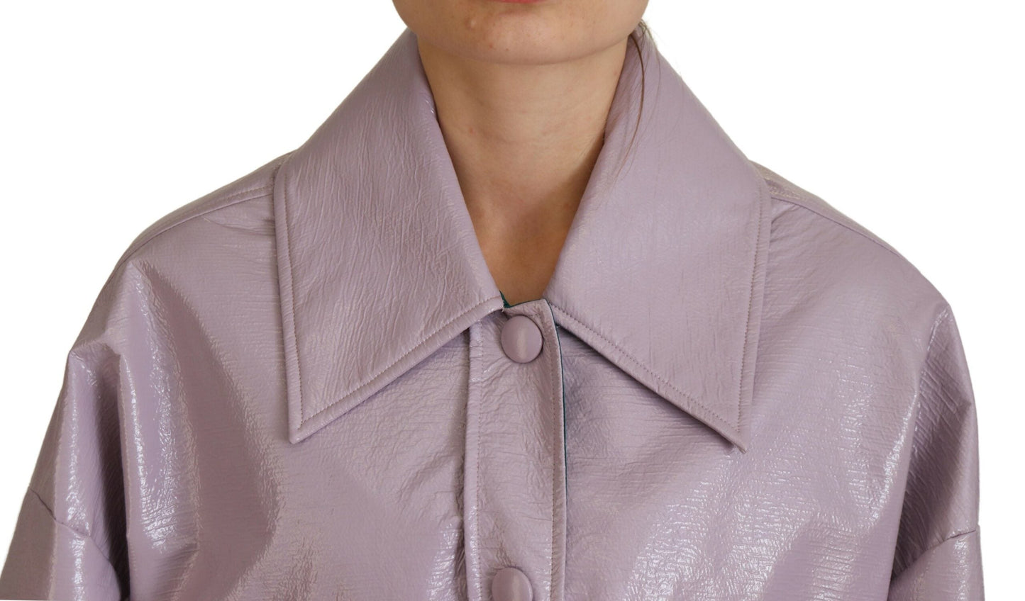 Dolce & Gabbana Purple Cotton Button Down Cropped Women's Jacket
