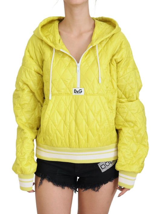 Dolce & Gabbana Yellow Nylon Quilted Hooded Pullover Women's Jacket