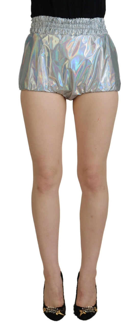 Dolce & Gabbana Silver Holographic High Waist Hot Pants Women's Shorts