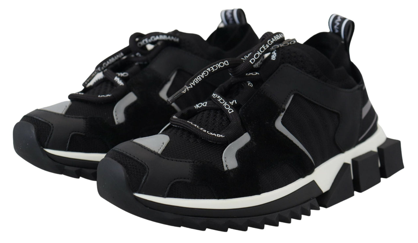 Dolce & Gabbana Black Mesh Sorrento Trekking Sneakers Women's Shoes