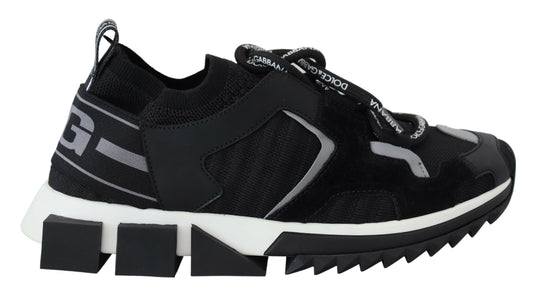 Dolce & Gabbana Black Mesh Sorrento Trekking Sneakers Women's Shoes