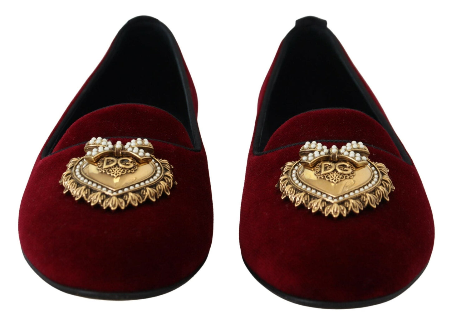 Dolce & Gabbana Bordeaux Velvet Slip-On Loafers Flats Women's Shoes