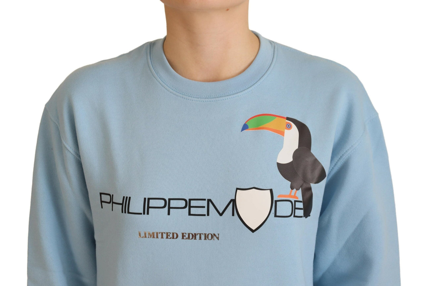 Philippe Model Light Blue Logo Printed Long Sleeves Women's Sweater