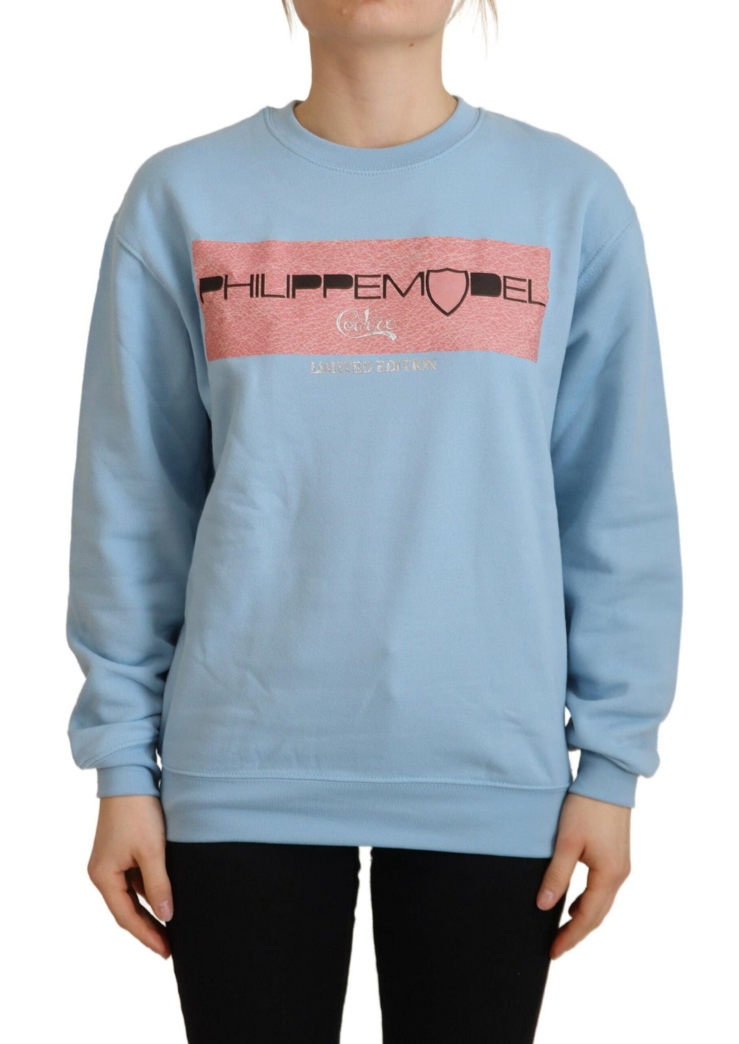 Philippe Model Light Blue Logo Printed Long Sleeves Women's Sweater
