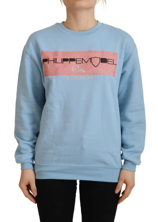 Philippe Model Light Blue Logo Printed Long Sleeves Women's Sweater