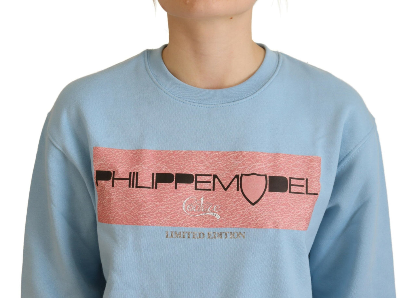 Philippe Model Light Blue Logo Printed Long Sleeves Women's Sweater