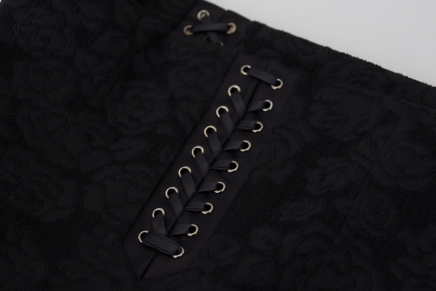 Dolce & Gabbana Black Brocade Mini Above Knee Pencil Women's Skirt