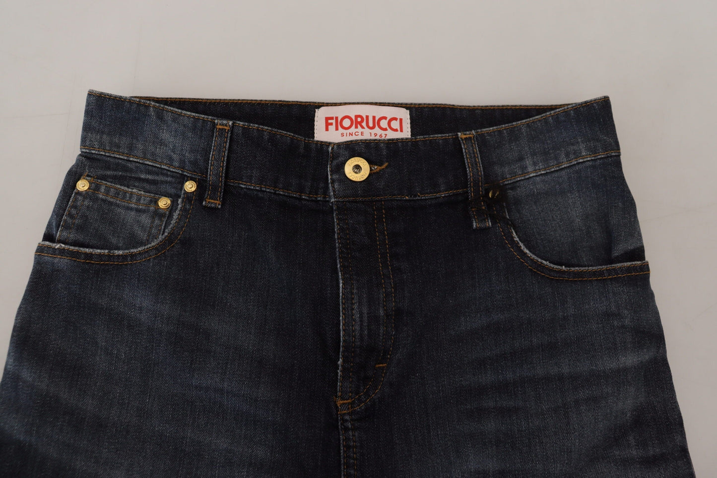 Fiorucci Dark Blue Washed Mid Waist Pencil Cut Denim Women's Skirt