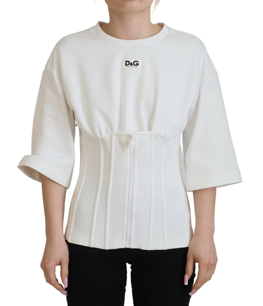 Dolce & Gabbana White Corset Stretch Cotton Top Women's T-shirt