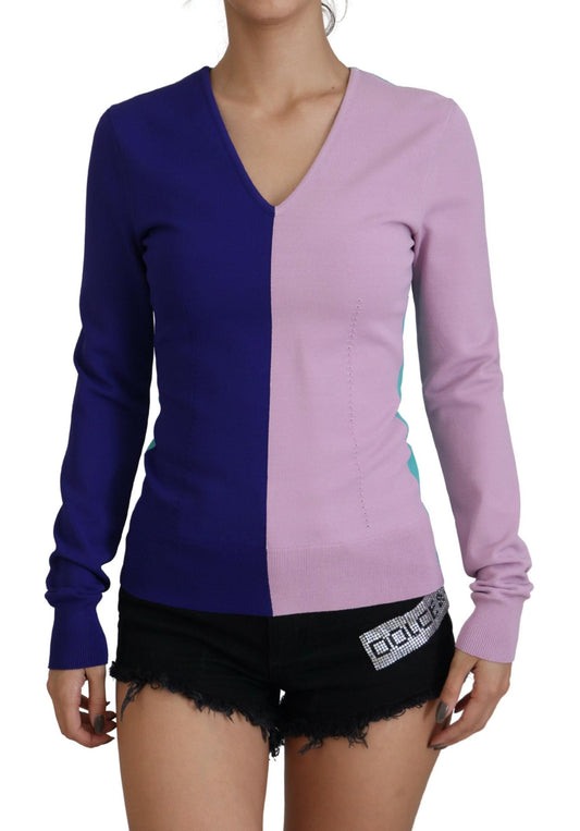 Dolce & Gabbana Multicolor V-neck Viscose Long Sleeves Women's Sweater