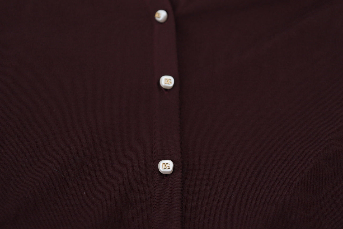 Dolce & Gabbana Maroon Wool Knit Deep V-neck Cardigan Women's Sweater