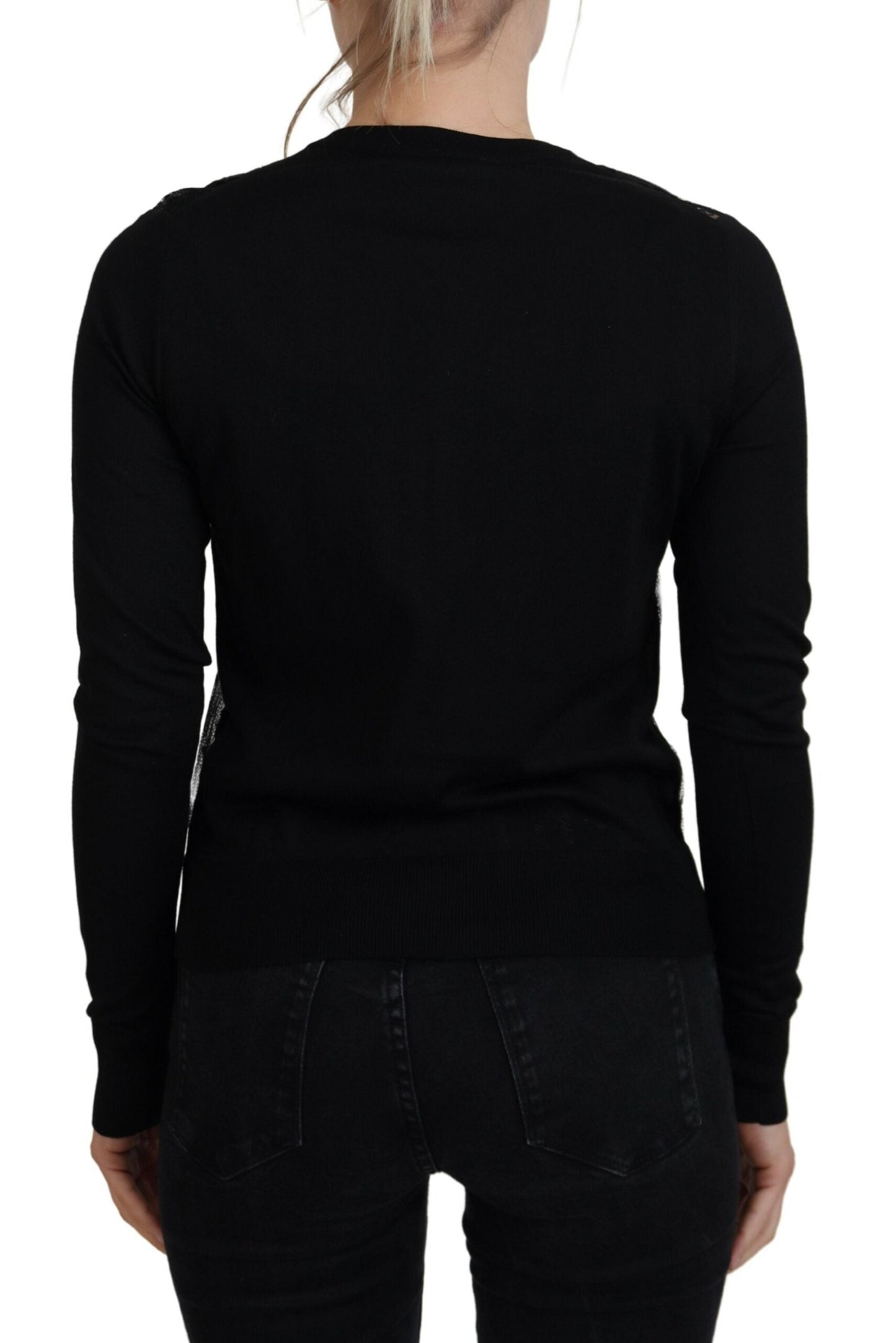 Dolce & Gabbana Black Floral Lace Button Cardigan Women's Sweater