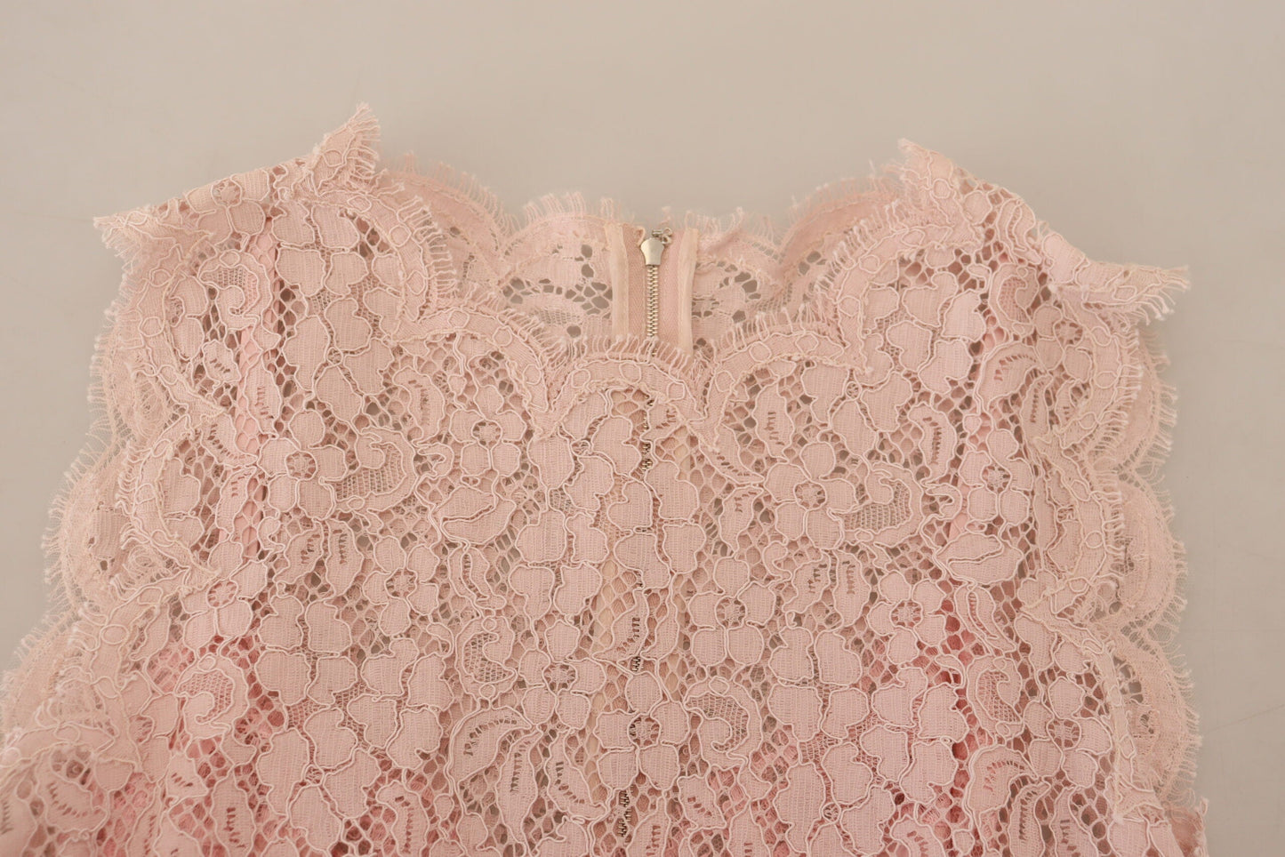 Dolce & Gabbana Pink Floral Lace Sleeveless Tank Blouse Women's Top