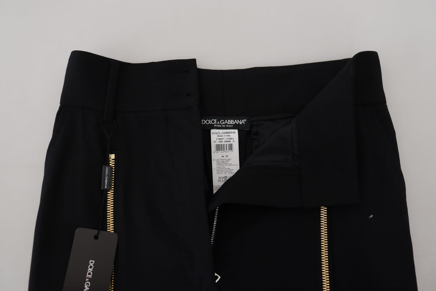 Dolce & Gabbana Black Wool High Waist Tapered Women's Pants
