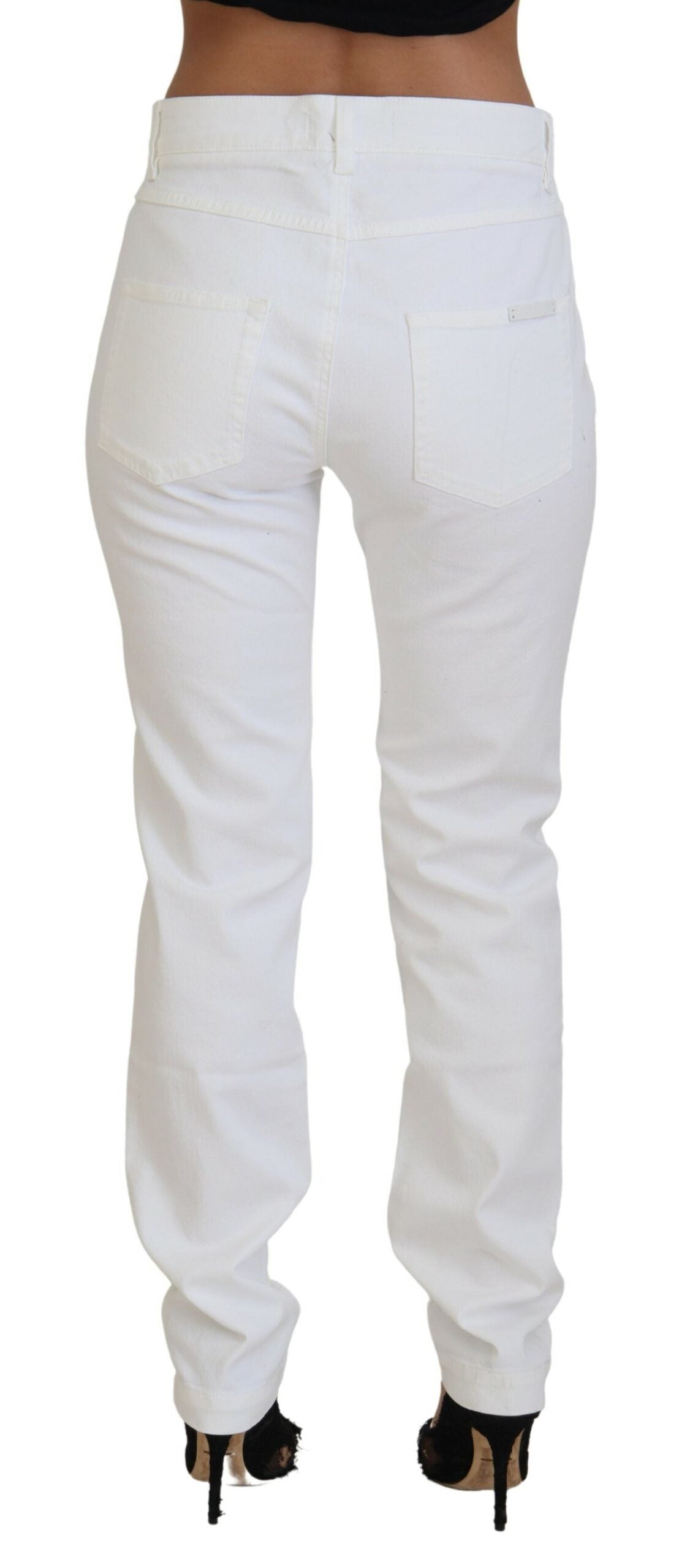 Dolce & Gabbana White Floral Embroidery Skinny Denim Women's Jeans