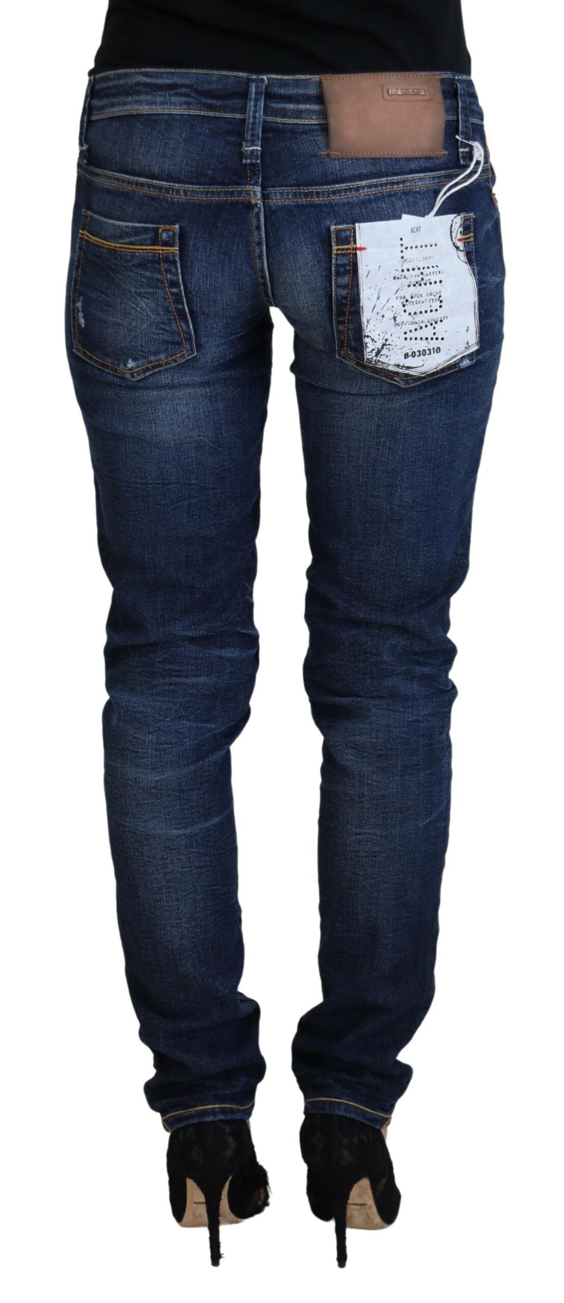 Acht Blue Washed Cotton Low Waist Women Casual  Women's Jeans