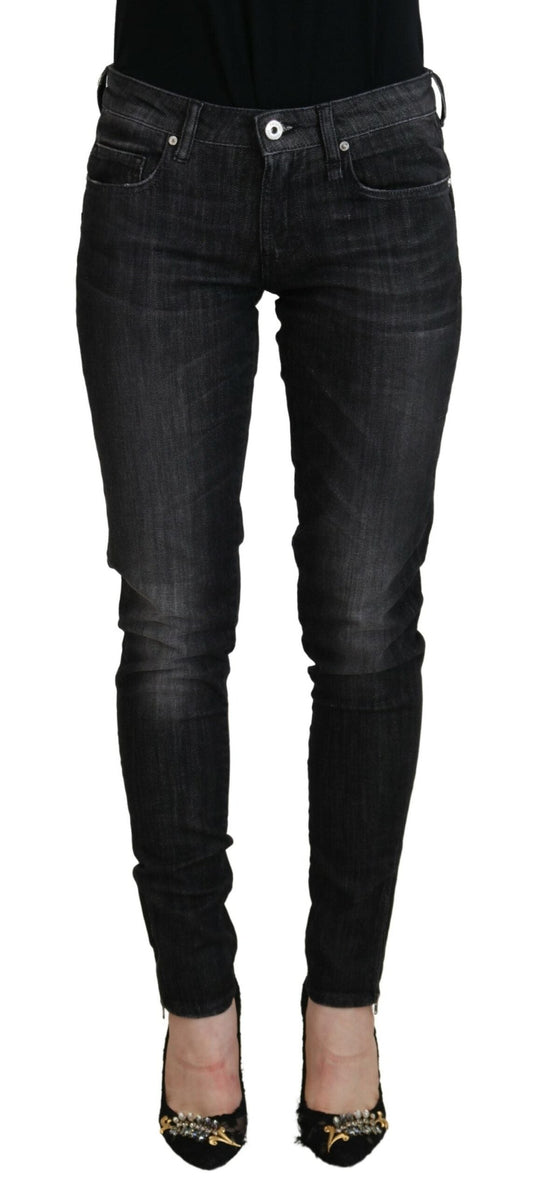 Fiorucci Black Cotton Low Waist Skinny Women Casual Women's Jeans