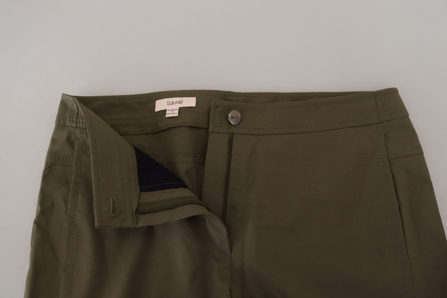 LAUREL Green Cotton High Waist Women Tapered Women's Pants