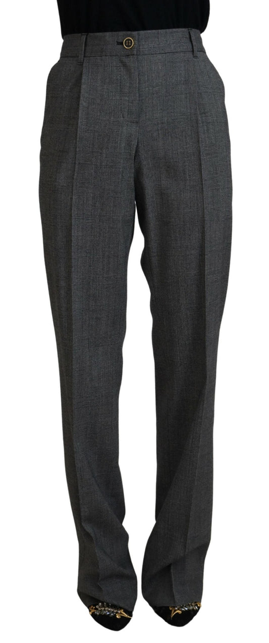 Dolce & Gabbana Gray High Waist Women Wool Women's Pants