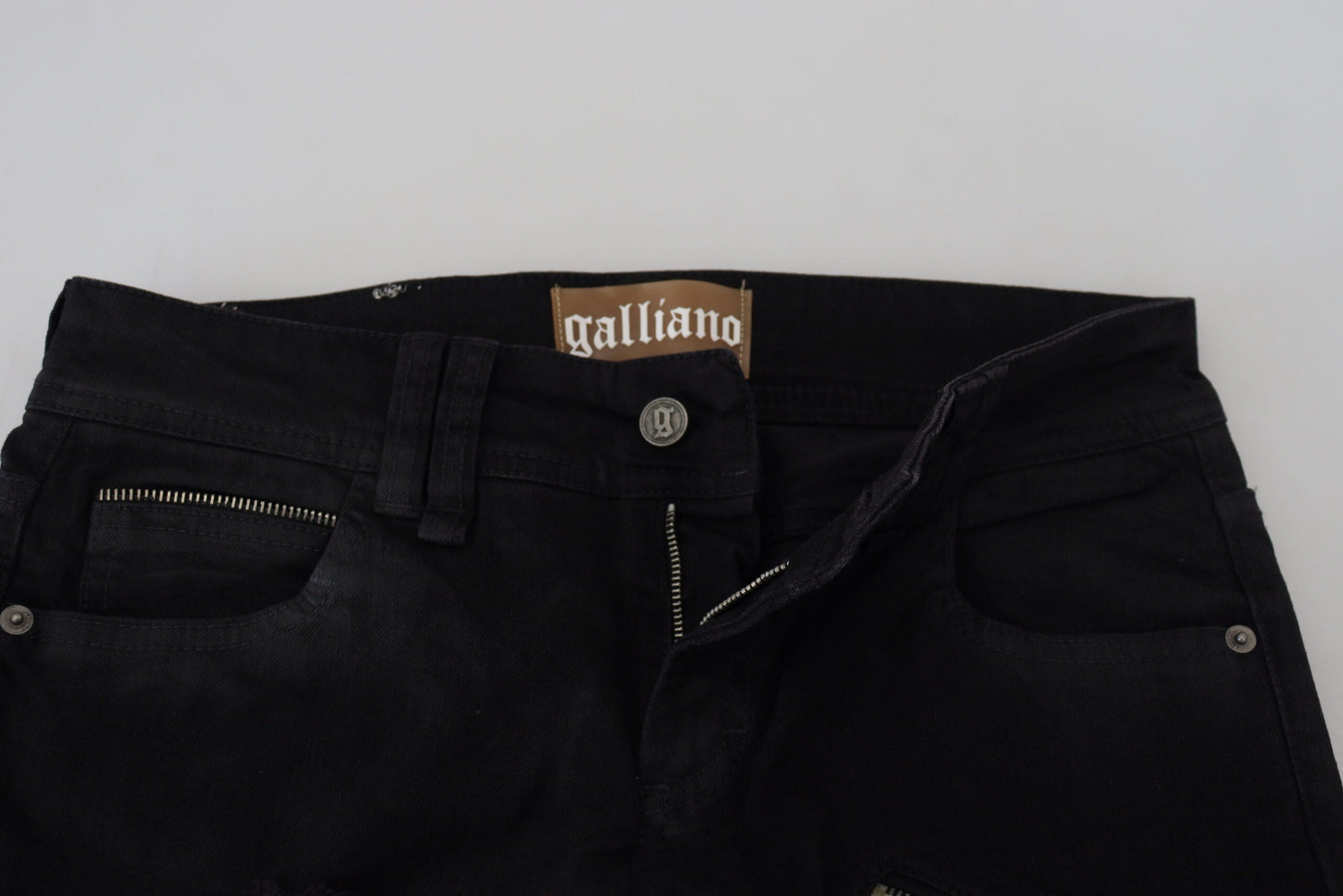 John Galliano Black Cotton Mid Waist Skinny Slim Fit Denim Women's Jeans