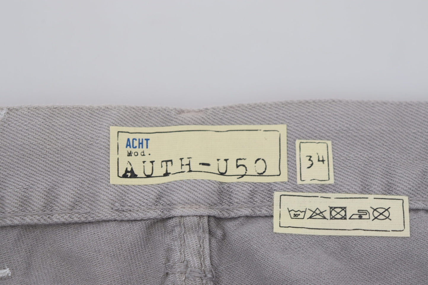 Acht Gray Cotton Straight Fit Folded Hem Casual Denim Men's Jeans