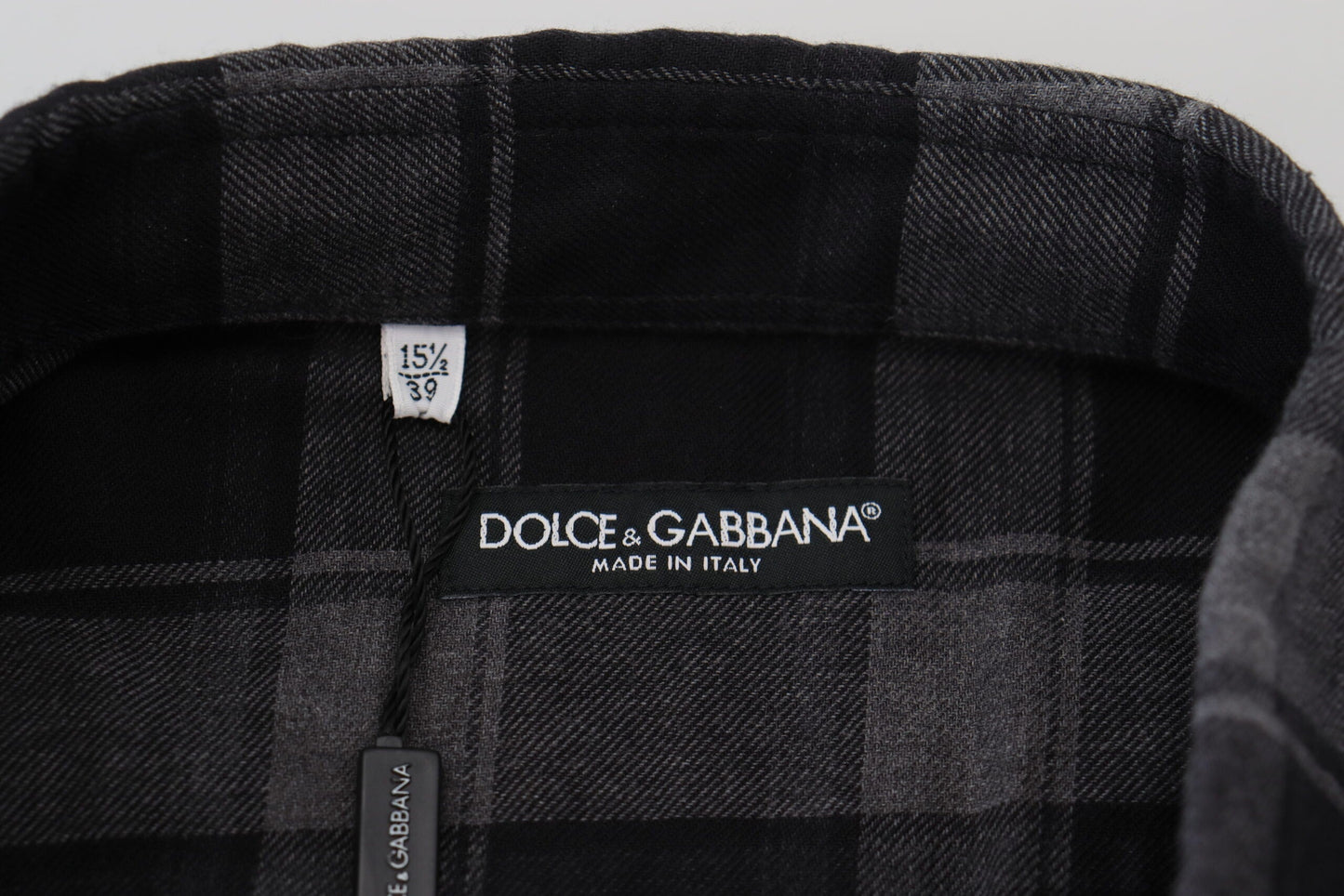 Dolce & Gabbana Black Gray Check Men Long Sleeves Men's Shirt