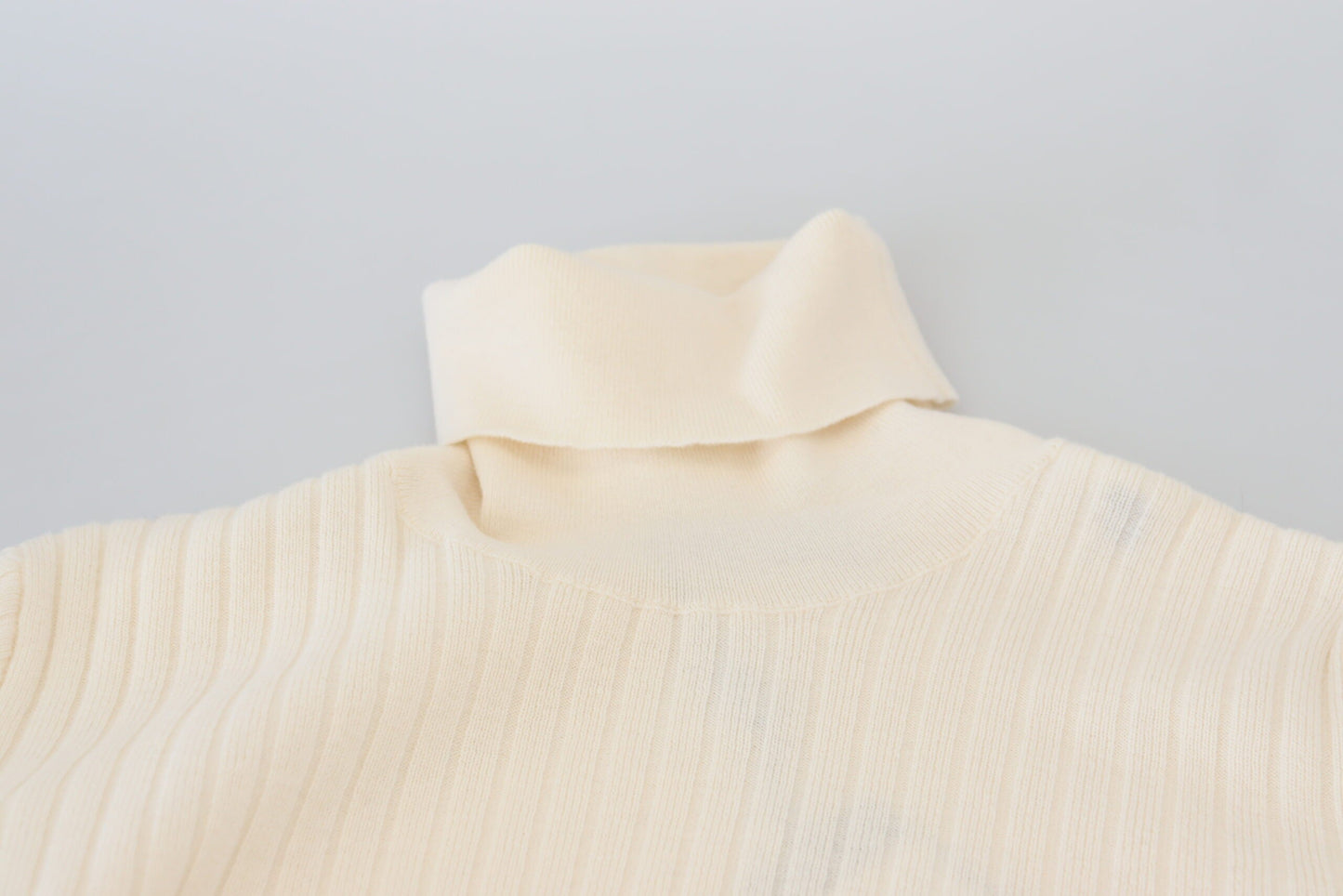 Dolce & Gabbana Ivory Turtleneck Distressed Cuff Pullover Women's Sweater