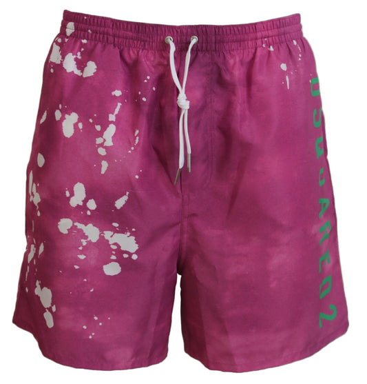 Dsquared�� Pink Tie Dye Logo Men Beachwear Shorts Men's Swimwear