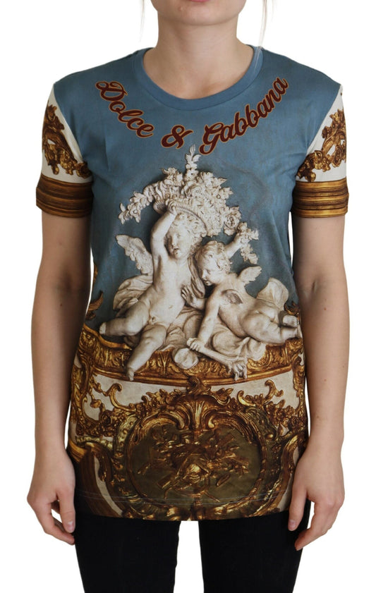 Dolce & Gabbana Multicolor DG Logo Angel Printed Shirt Women's Top