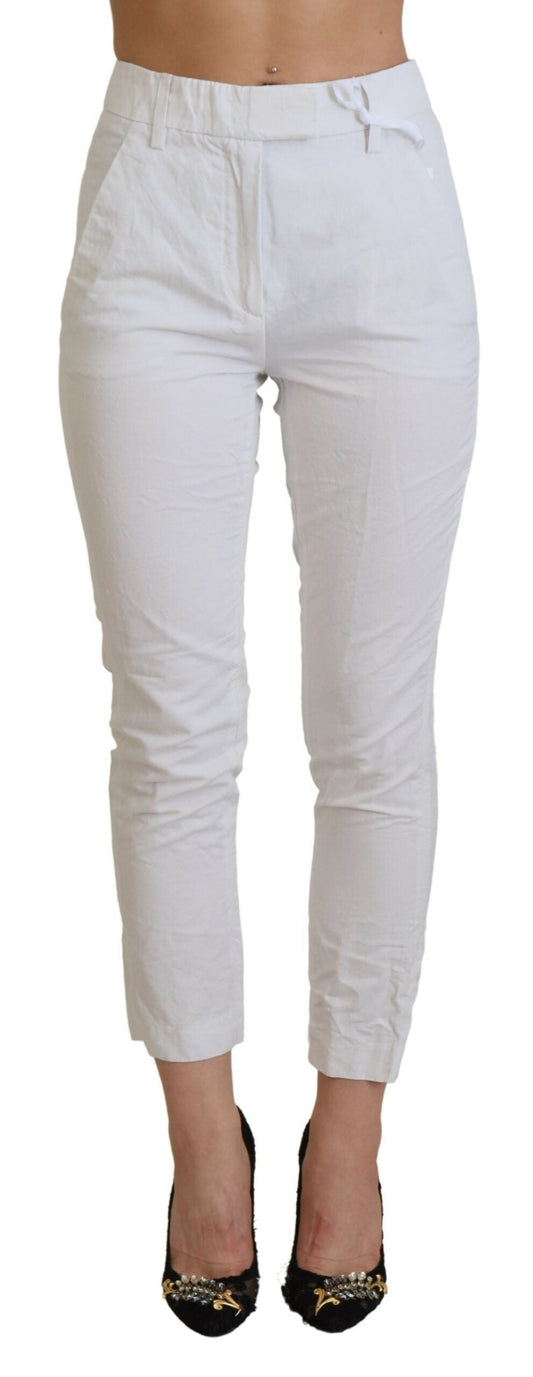 Dondup White High Waist Tapered Women Women's Pants