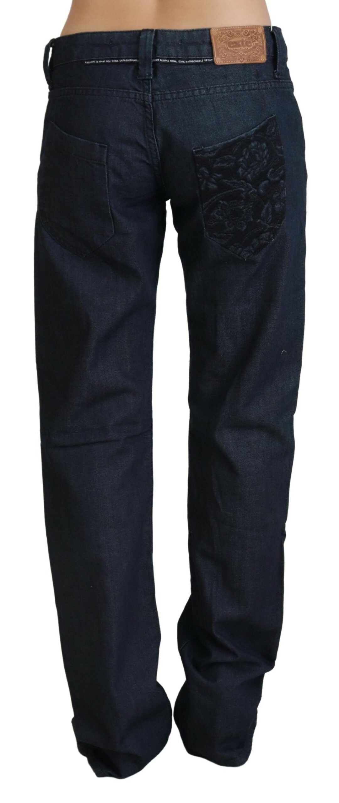Exte Dark Blue Low Waist Straight Fit Women Denim Women's Jeans