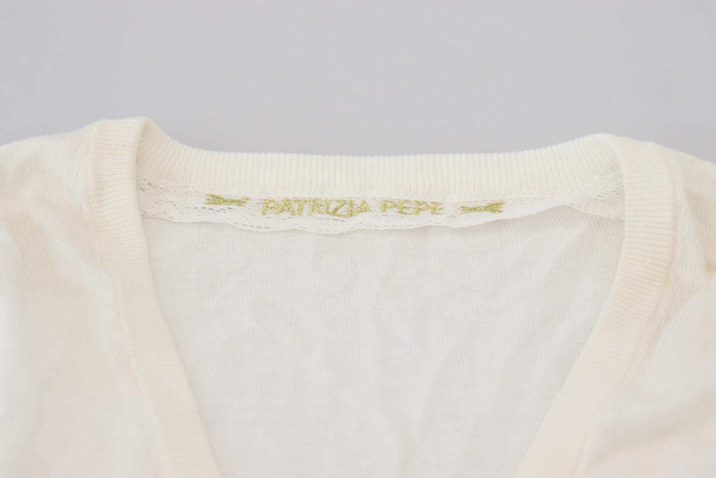 Patrizia Pepe Ivory V-Neck Long Sleeves Women Blouse Women's Top