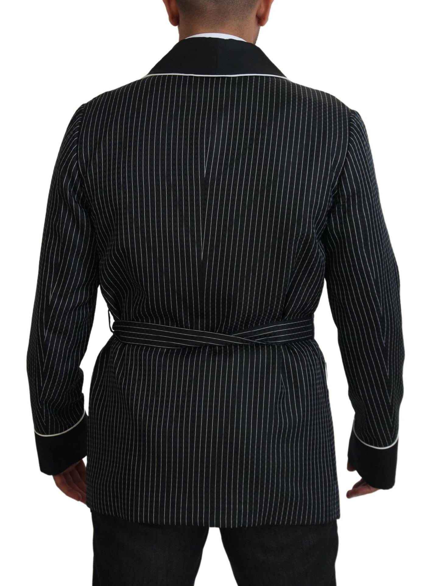 Dolce & Gabbana Black Robe Striped DG Patch Jacket Men Men's Blazer