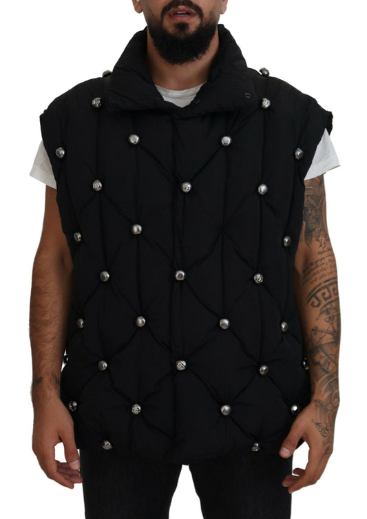 Dolce & Gabbana Black Sleeveless DG Metal Embellishment Men's Jacket