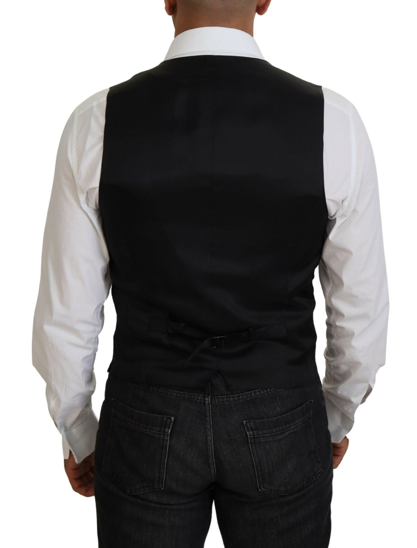 Dolce & Gabbana Black Virgin Wool Waistcoat Formal Men's Vest