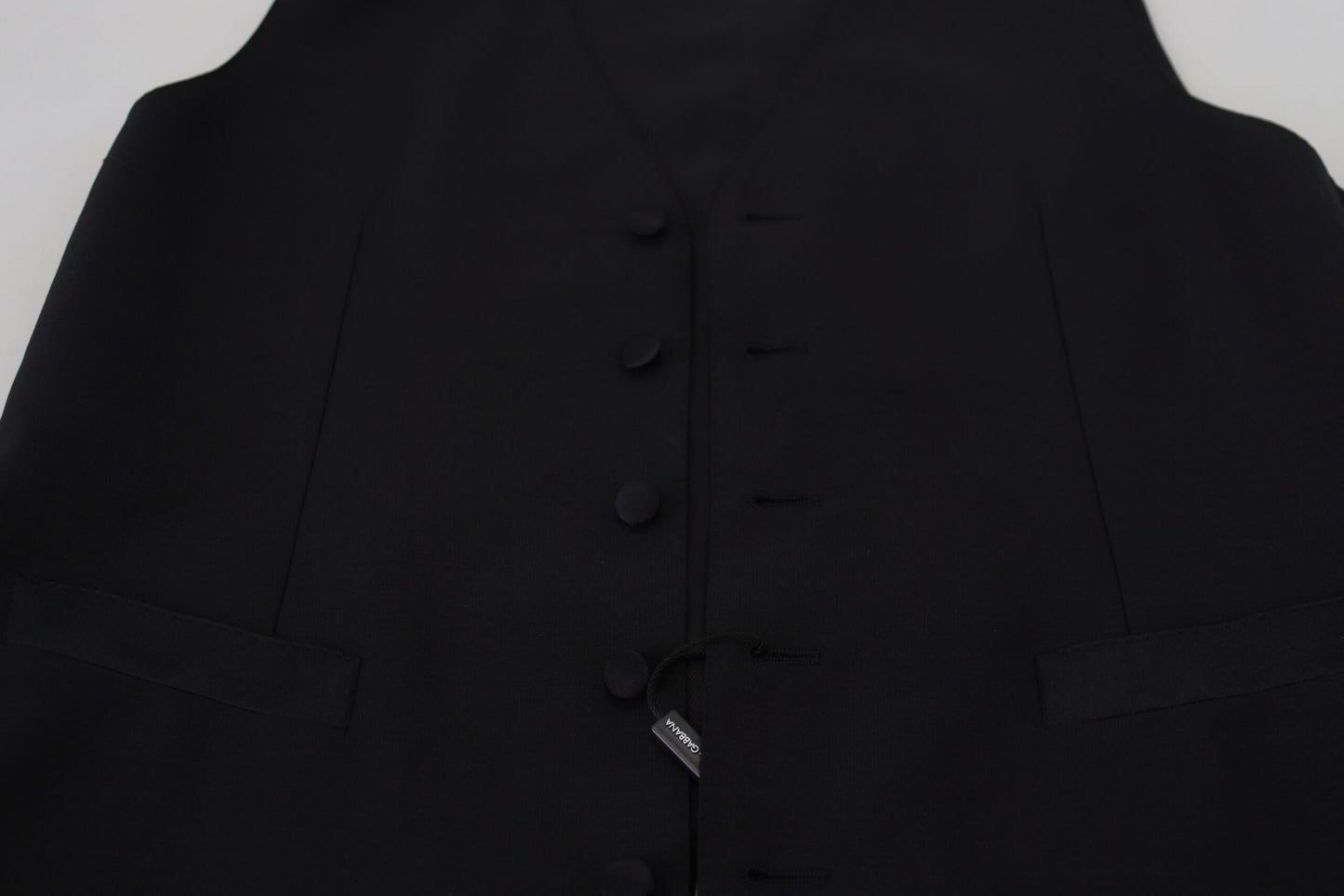 Dolce & Gabbana Black Virgin Wool Waistcoat Formal Men's Vest