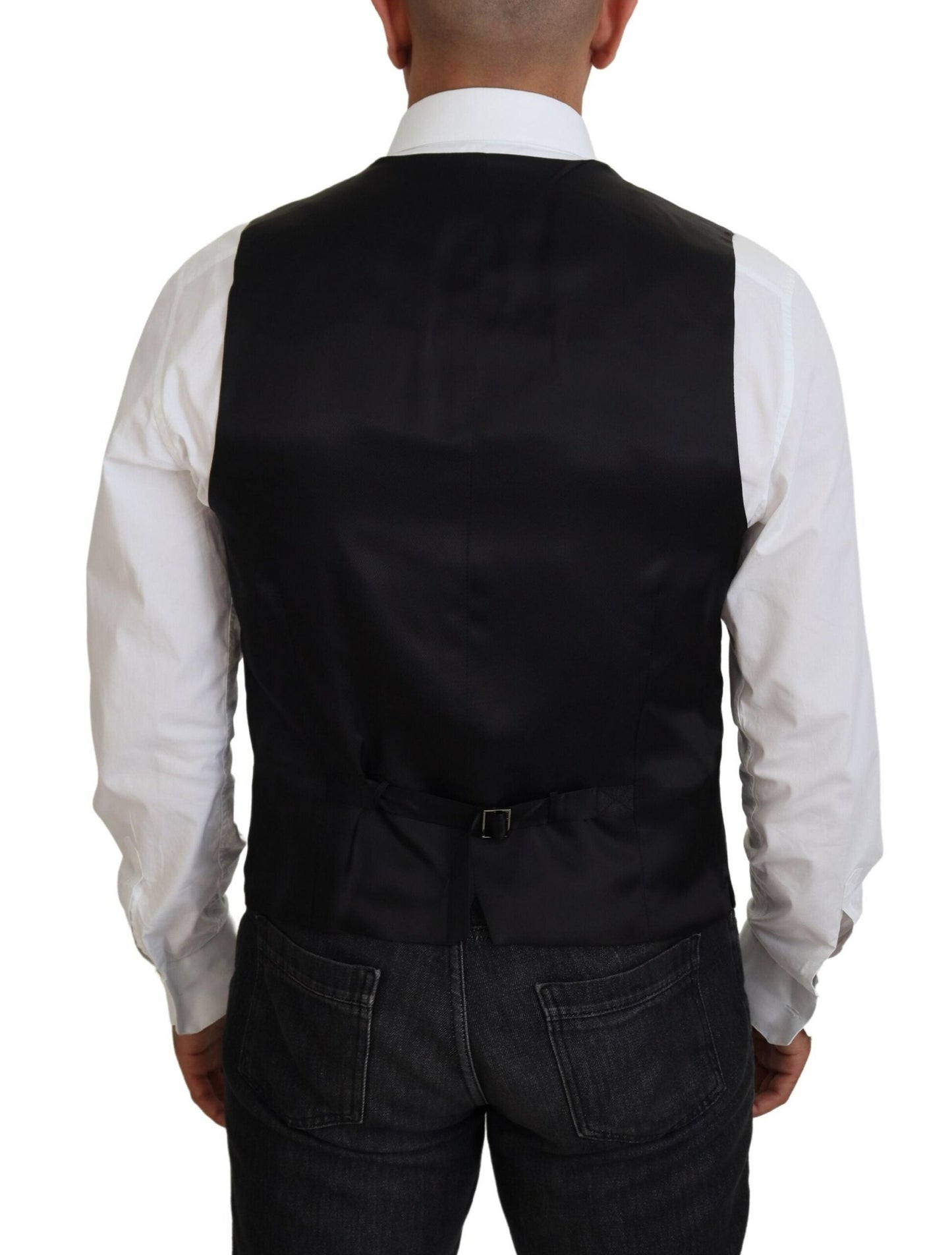 Dolce & Gabbana Black Virgin Wool Waistcoat Formal Men's Vest