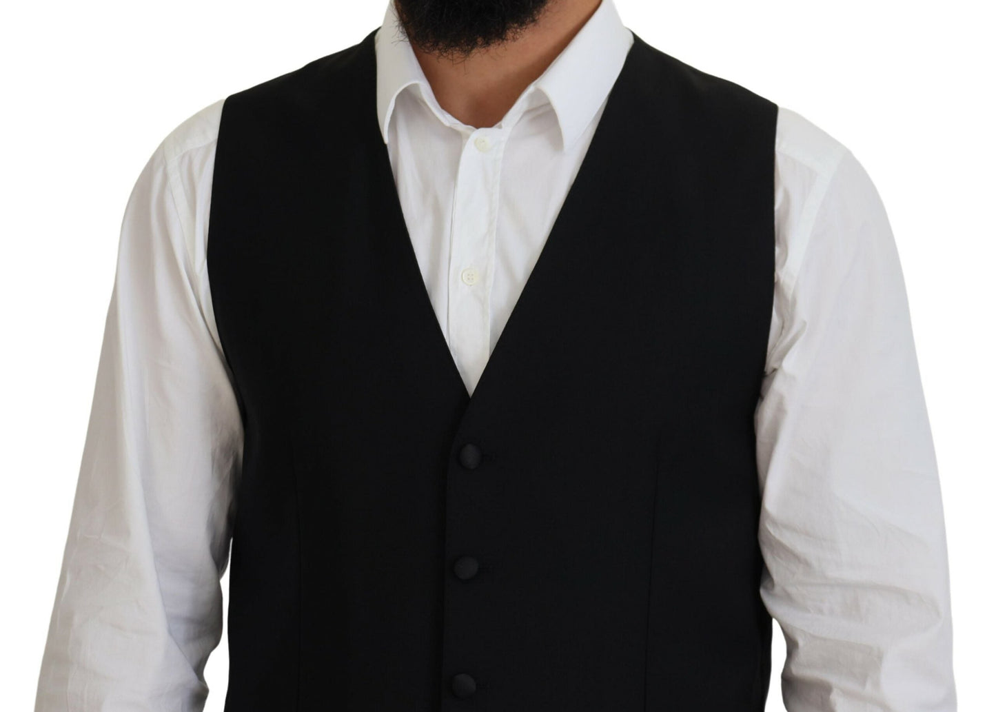Dolce & Gabbana Black Virgin Wool Waistcoat Formal Men's Vest
