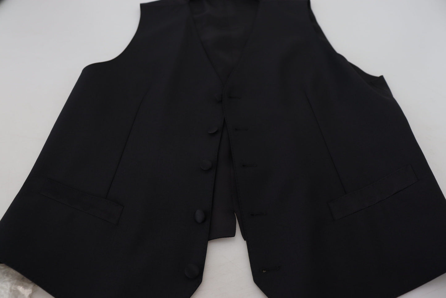 Dolce & Gabbana Black Virgin Wool Waistcoat Formal Men's Vest