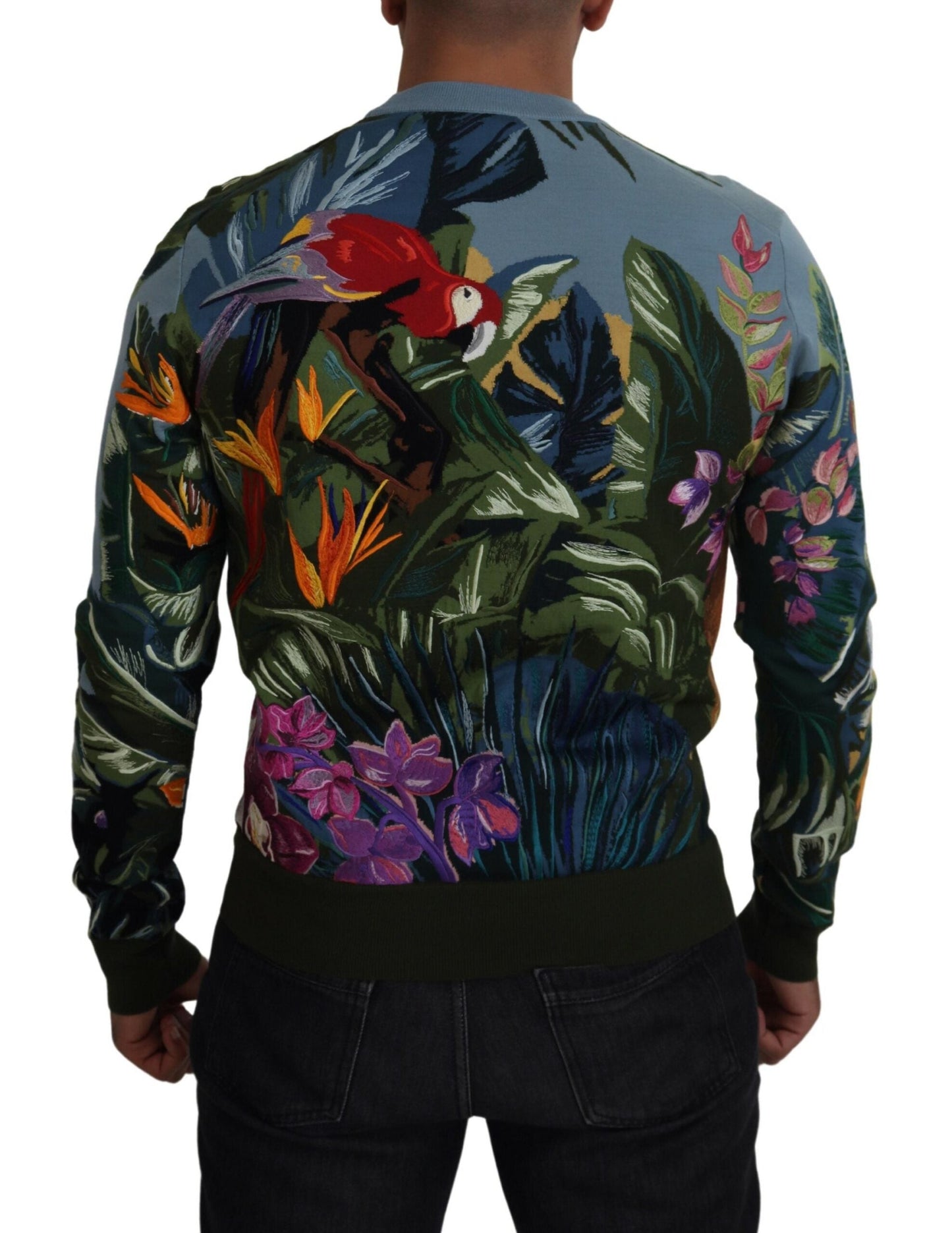Dolce & Gabbana Multicolor Jungle Wool Pullover Logo Men's Sweater
