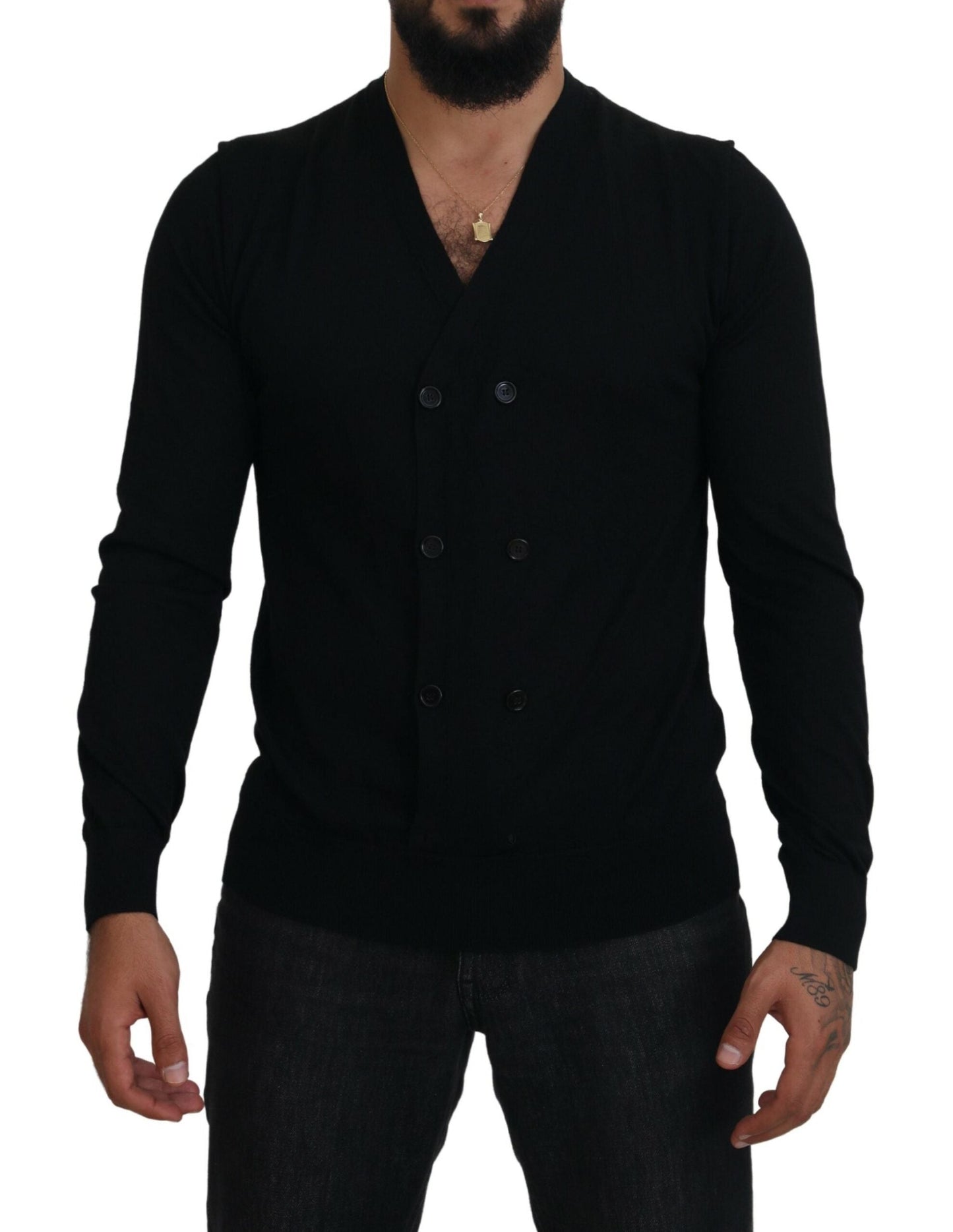 Dolce & Gabbana Black Cashmere Button Down Cardigan Men's Sweater