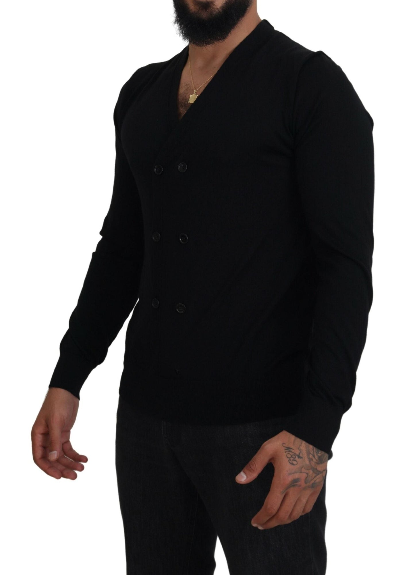 Dolce & Gabbana Black Cashmere Button Down Cardigan Men's Sweater