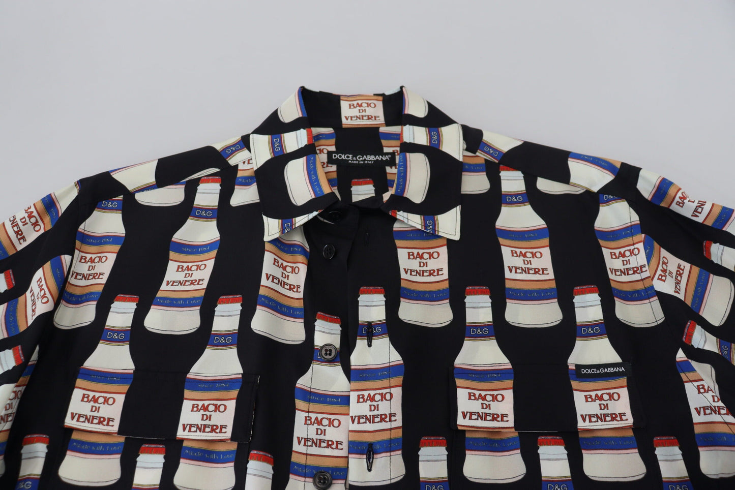 Dolce & Gabbana Black Silk Printed Collared Men Casual Men's Shirt