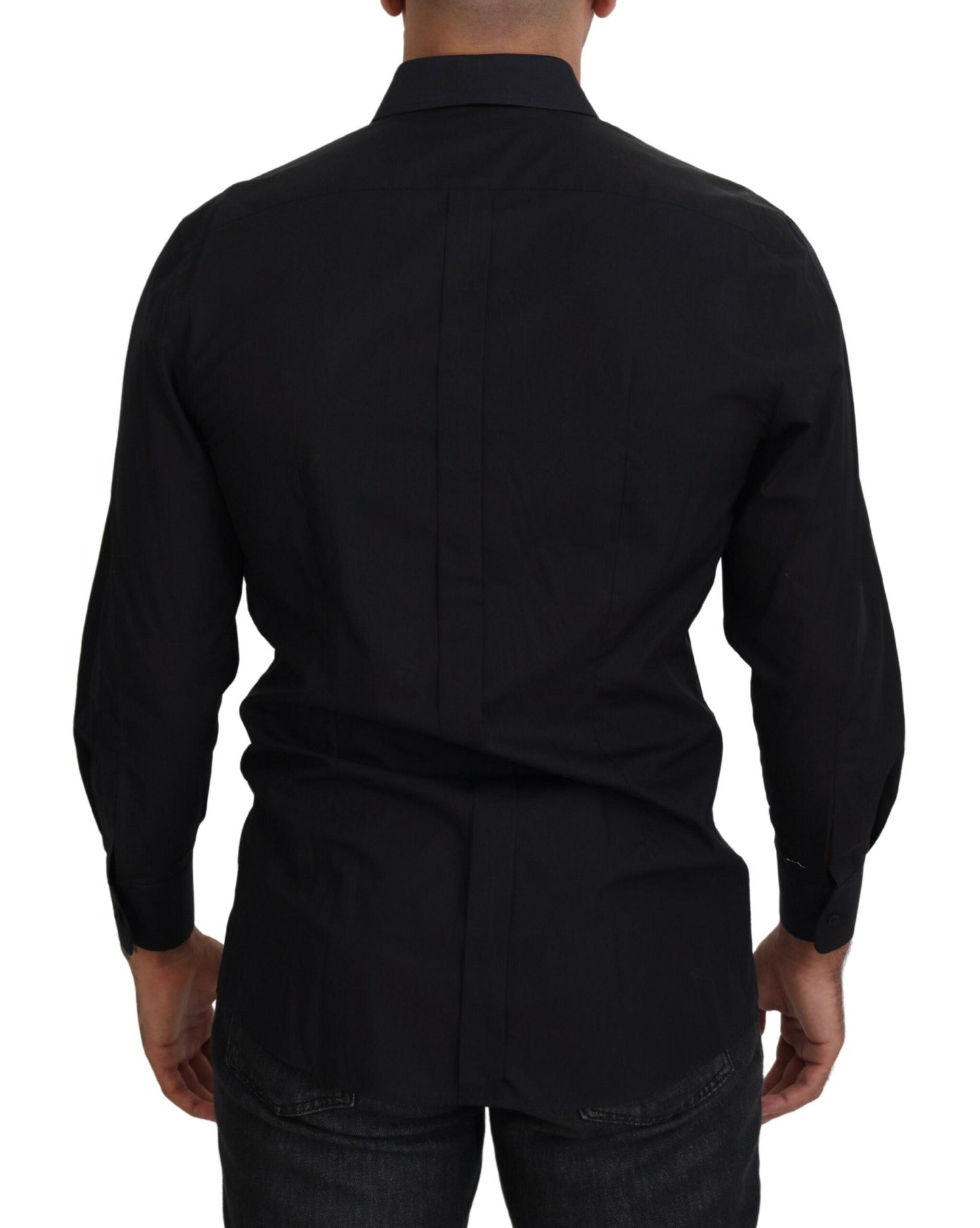 Dolce & Gabbana Black GOLD Cotton Collared Long Sleeve Men's Shirt