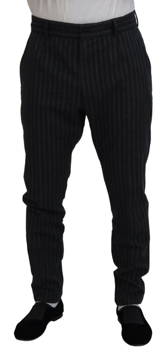 Dolce & Gabbana Dark Gray Stripes Chino Dress Men's Pants