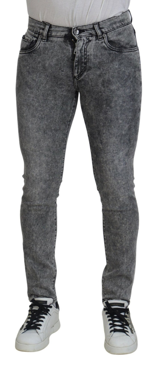 Dolce & Gabbana Grey Washed Cotton Slim Fit Men Denim Men's Jeans